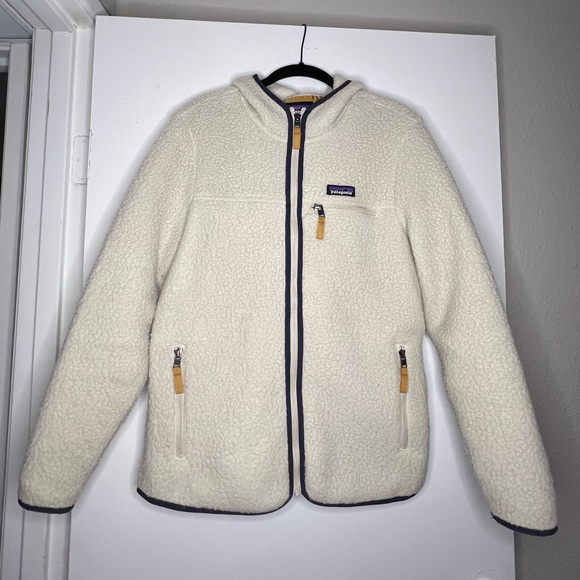 Women’s Retro Pile Fleece Hoody, cream - Picture 2 of 8